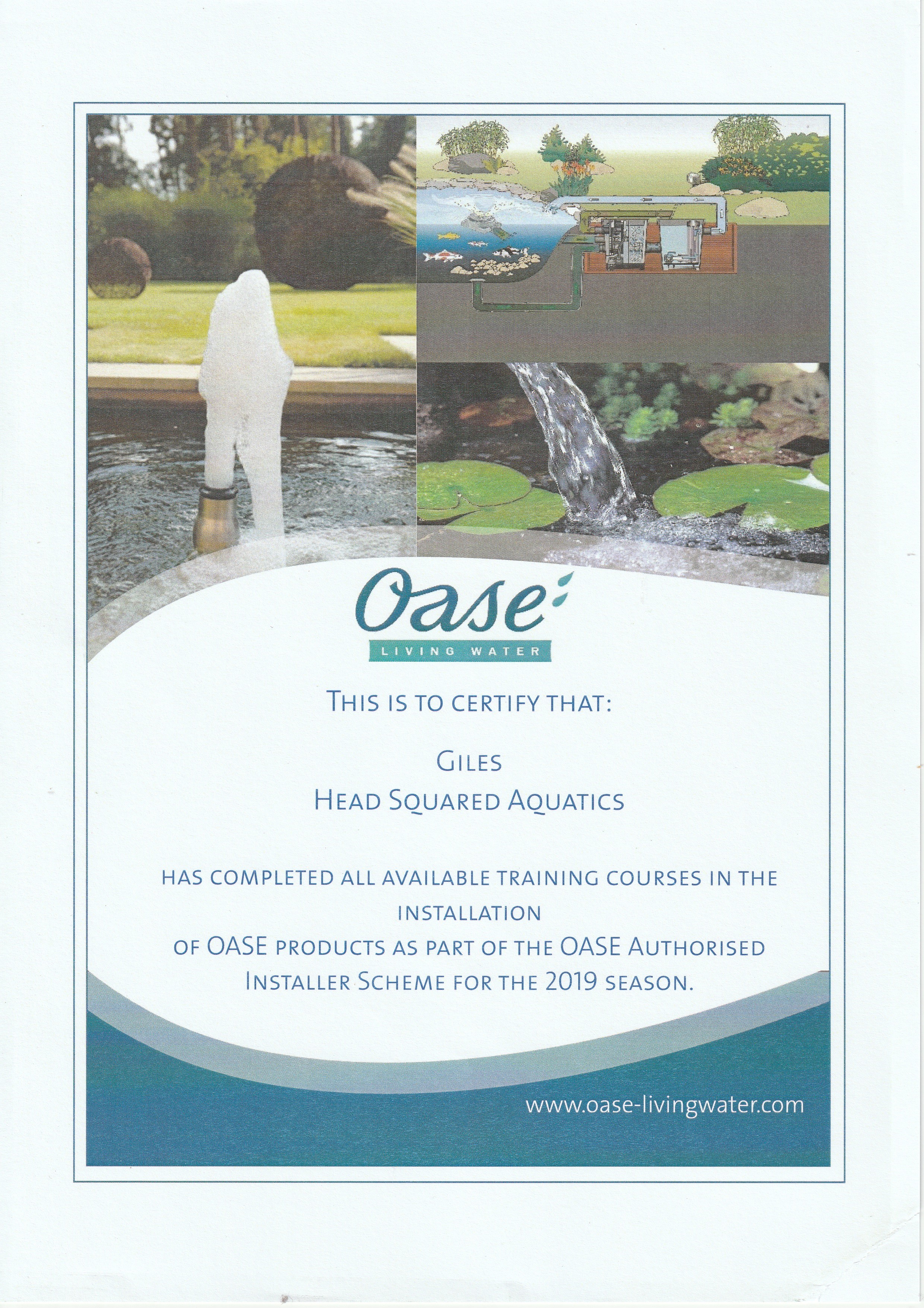 Giles Head - Oase Approved Installer