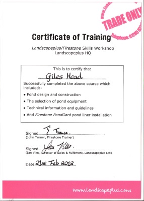 Giles Head - Firestone Certificate