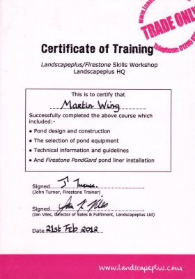 Martin Wing - Firestone Liner Certificate