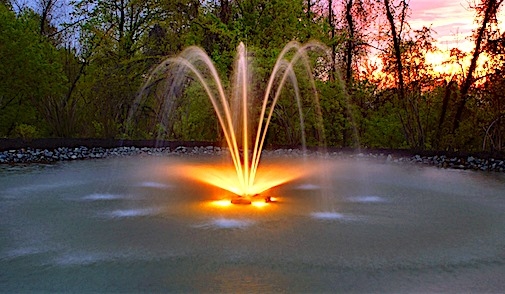 Lake fountain system with lights